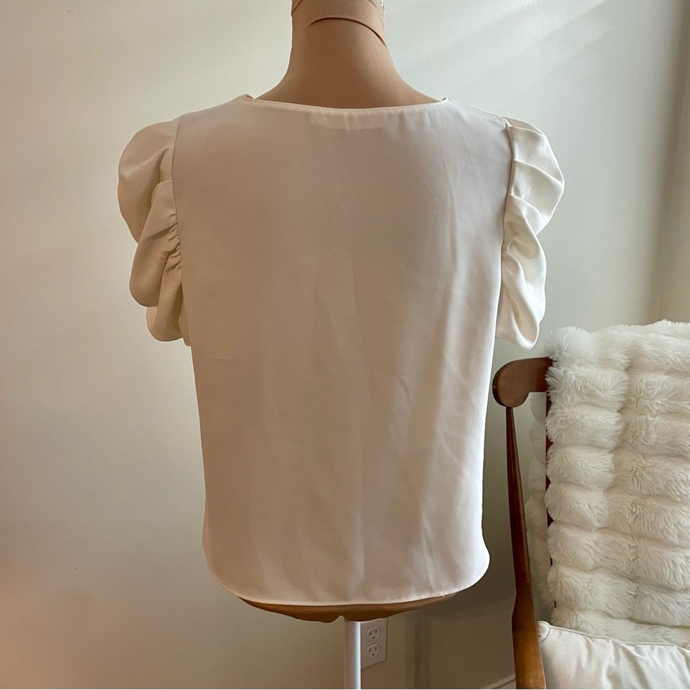 Amanda Uprichard Ivory Puff Sleeve Merris Top * Revolve * Size Medium - Picture 7 of 10